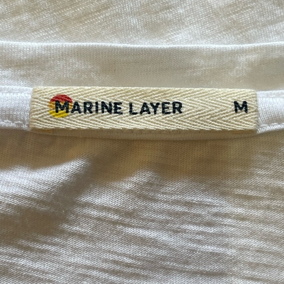 Marine Layer Deep Scoop Neck Short Sleeve White Tee Size Medium - Picture 8 of 8